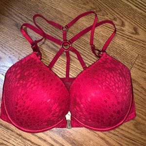 Victorias Secret Red Bombshell Push-Up Bra 34DD with Front Clasp. Worn Once